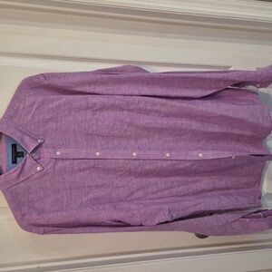Banana Republic XXL Tall Slim Fit Purple Linen And Cotton Button Down Shirt